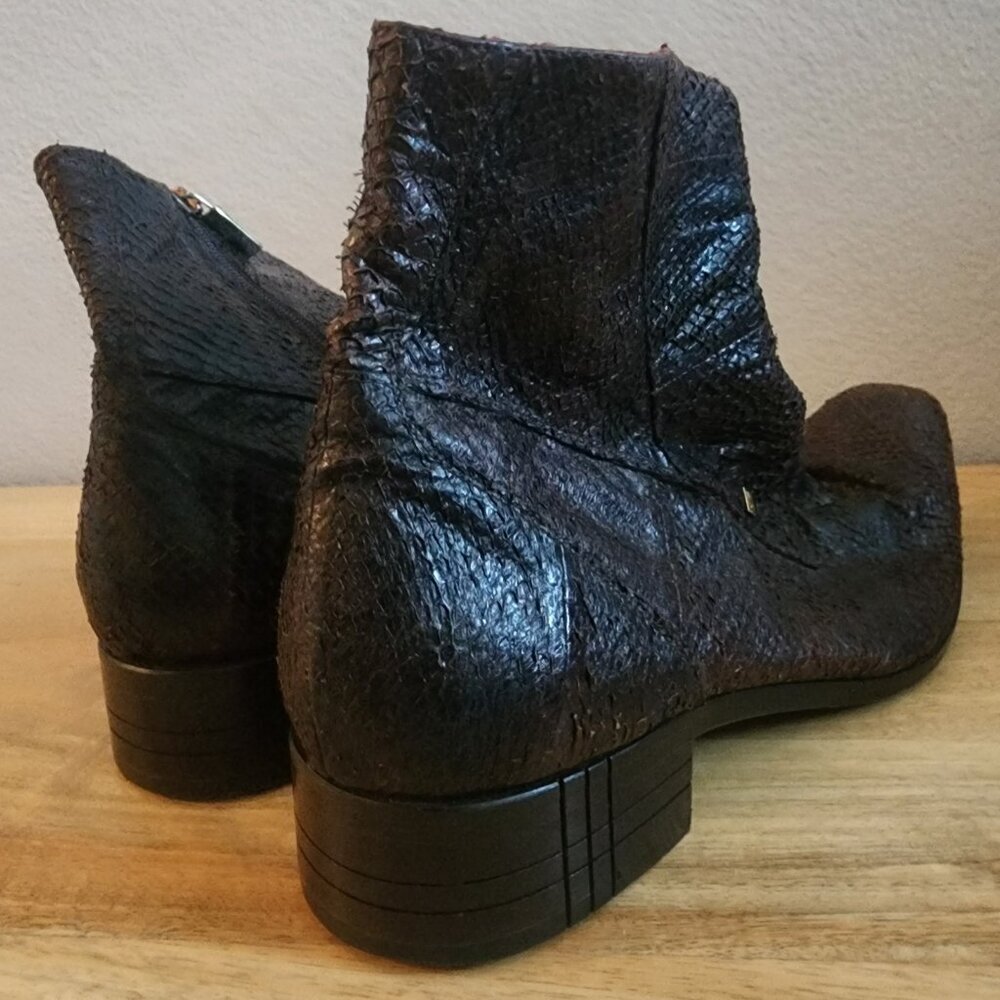 Jo Ghost Boots Mens Size 45 Exotic Leather Zipper Ankle Made In Italy Dress - Picture 5 of 16